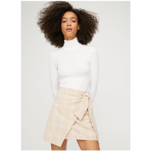 Wilfred Dresses & Skirts - Aritzia Wilfred Dorine Beige Plaid Wrap Skirt - 0